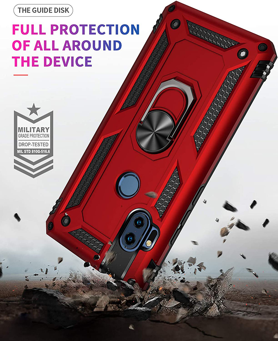 Protectores para celular  para Motorola  One Hyper Funda reforzada con anillo v2 Rojo